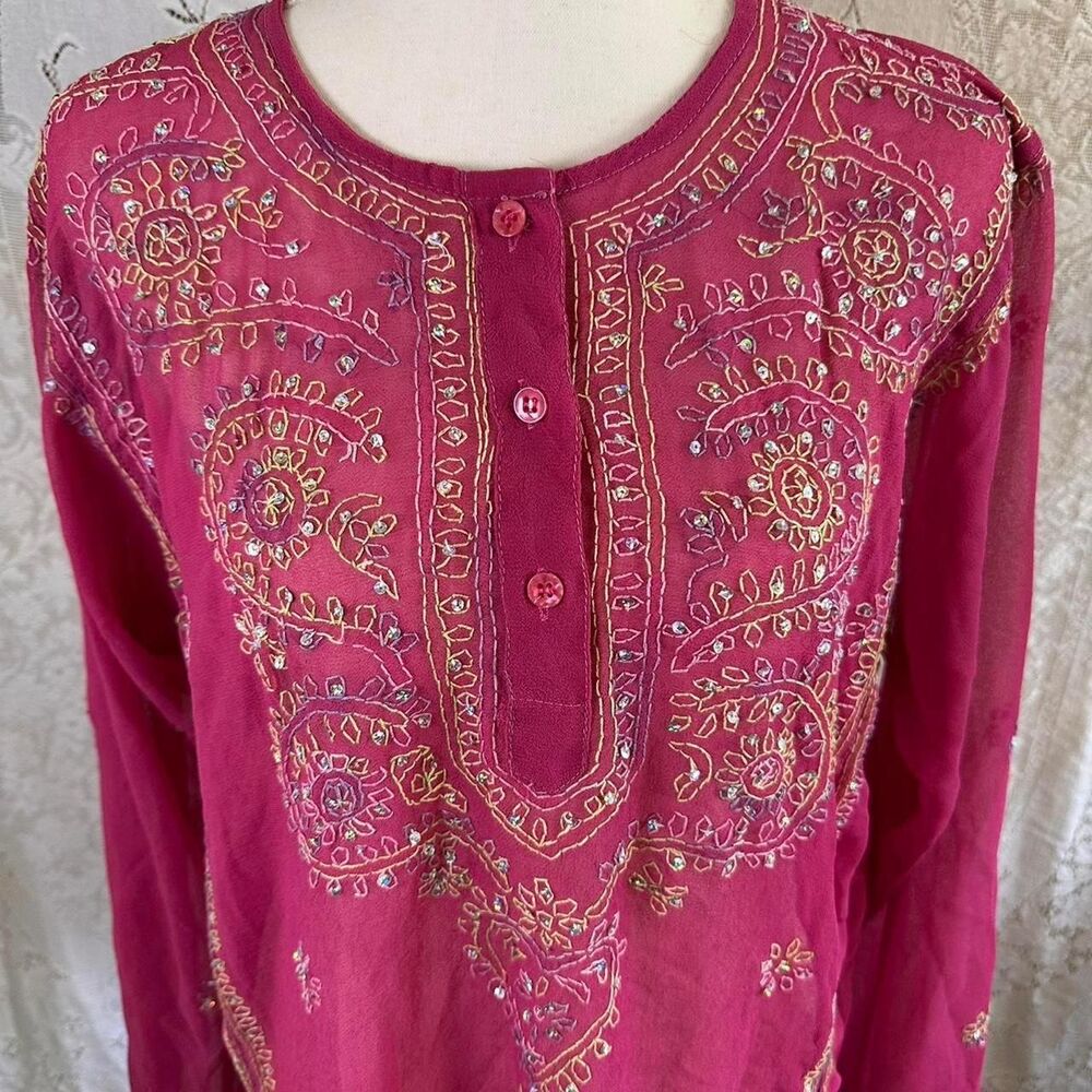 American-vintage Women's Pink and Red Blouse